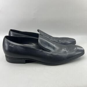 BOSS Hugo Boss Slip On Loafers Men Size 13 Black Leather Apron Toe Comfort Shoes